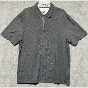 Bugatchi Uomo Polo Shirt Mens‎ XL Black Striped Heather Performance Short Sleeve